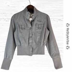 WET SEAL Women’s Size L Jacket Coat Bomber Style Wool Blend Lined Cropped Y2K